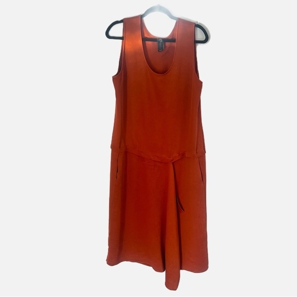 Maria Cornejo Dress Size 4 Burnt Orange Drop Waist Pockets - Picture 2 of 12